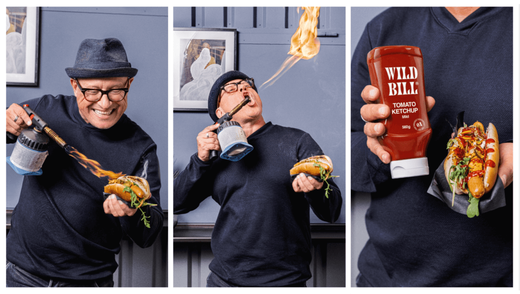 Wilder Sigi mit Hotdog